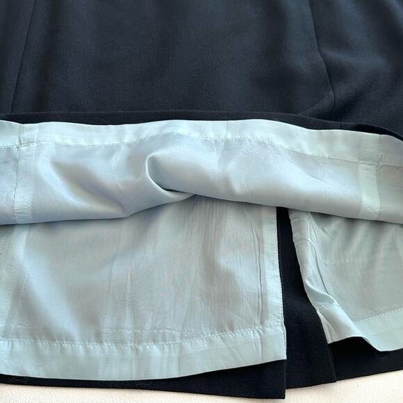 Kasper ASL Dress Dark Navy Square Neck Empire Waist Tie Short Sleeve 6 Petite - Picture 10 of 12